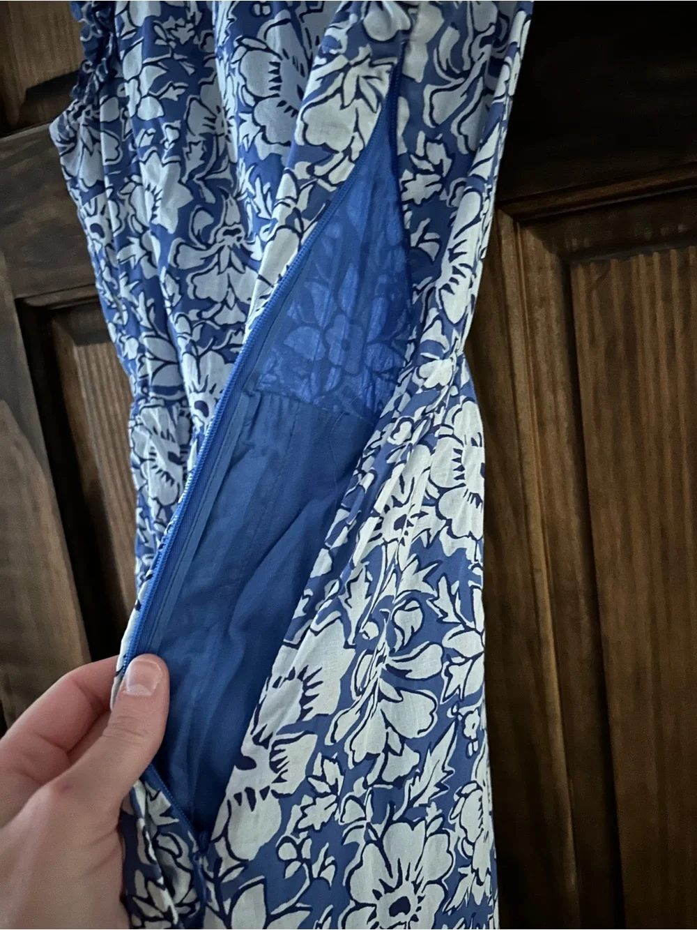 JCrew Blue Floral Ruffle Sleeve Sundress